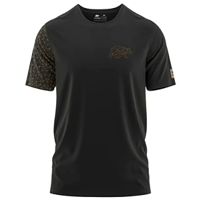 Abbildung von FORSBERG Thyrison T Shirt Rundhals mit Brustlogo Bär Polygon Design hochwertig robust hellgrau Melange für Herren, Farbe:schwarz/Bronze, Größe:M