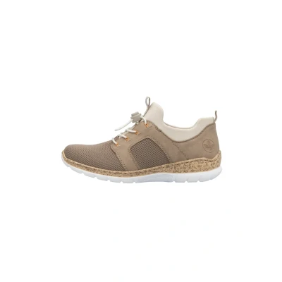 Abbildung von Rieker Sportlicher Schnürer, Damen, Größe: 38, Beige Textil