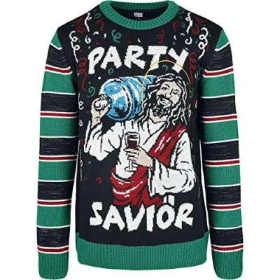 Abbildung von Urban Classics Strickpullover black/xmasgreen, Herren, Größe: Medium, Black/x masgreen