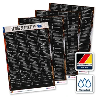 Abbildung von 276 Gewürze Etiketten Aufkleber eckig weiß/schwarz Gewürzetiketten selbstklebend &amp; wasserfest Gewürz Sticker für Gewürzgläser, Dosen und Regale Edition 2021