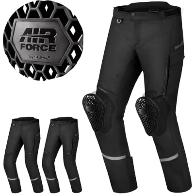 Abbildung von SHIMA Runner Motorradhose Herren mit Protektoren Mesh Airforce Knieprotektoren Sommer Motorrad Hosen Winter Wasserdicht Motorradkombi Touren (Männer, Schwarz, 3XL)
