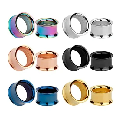 Abbildung von KUBOOZ 12 teiliges Set, bunt, aus Edelstahl, Schraube, Ohrstecker, Tunnel, Messgerät, Piercing, Stoff