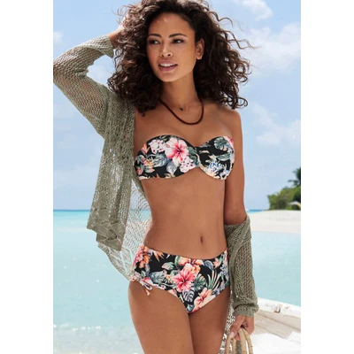 Abbildung von Lascana Bandeau Bikinitop, Damen, Größe: 38xA, Schwarz bedruckt