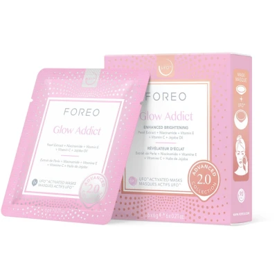Abbildung von Glow Addict Advanced Collection 2.0 UFO aktivierte Gesichtsmaske Feuchtigkeitsspendendes Facial Beauty &amp; Pflege Vitamin C E Alle Hauttypen stumpfe Haut Anti Aging 6 Stk.