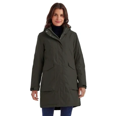 Abbildung von killtec Damen Parka/Mantel wasserdicht mit abzippbarer Kapuze Funktionsparka, dunkeloliv, 48, 43284 000