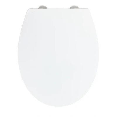 Abbildung von WENKO WC Sitz Mod. Ostuni, Toilettensitz mit Absenkautomatik, 300 kg Belastung, Deckel Easy Close, für sanftes Deckelschließen, Toilettenbrille aus recyclebarem Thermoplast, 37 x 44,5 cm, Weiß