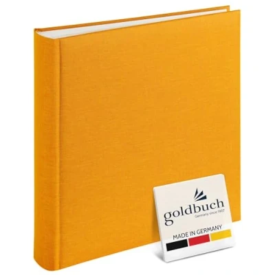 Abbildung von goldbuch 31705 Fotoalbum, Summertime, 30 x 31 cm, Fotobuch mit 100 weiße Seiten &amp; Pergamin Trennblättern, Foto Album aus Leinen, Erinnerungsalbum, Gelb