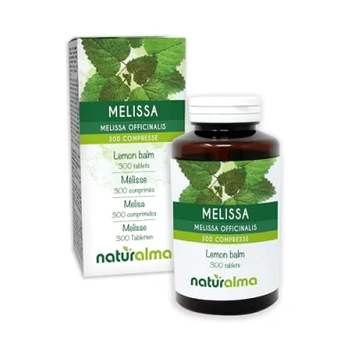Abbildung von Melisse oder Zitronenmelisse (Melissa officinalis) Blätter Naturalma 150 g 300 Tabletten Nahrungsergänzungsmittel Natürlich und Vegan