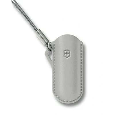 Abbildung von Victorinox Leder Etui für Schweizer Taschenmesser klein, Hülle Inkl. Trageschlaufe, Grau
