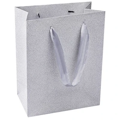Abbildung von Ideen mit Herz Edle Geschenktaschen, 23cm x 18cm 10cm, aus Papier geprägt &amp; lackiert Geschenkverpackung, Tüte für Mitbringsel, Geburtstagsgeschenke, Weihnachtsgeschenke 3 Stück (silber)