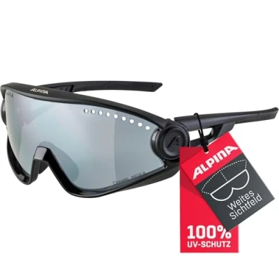 Abbildung von ALPINA 5W1NG Verspiegelte und Bruchsichere Sport &amp; Fahrradbrille Mit 100% UV Schutz Für Erwachsene, all black matt, One Size