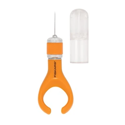 Abbildung von Fiskars Finger Bastelmesser/Cutter, Für Rechts und Linkshänder, Gesamtlänge: 10,7 cm, Qualitätsstahl/Kunststoff, Orange, Softgrip, 1024409