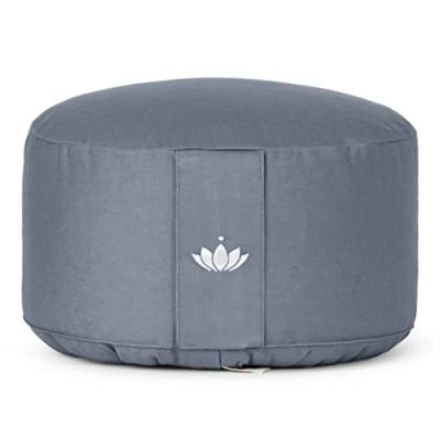 Abbildung von Lotuscrafts® Meditationskissen, Extra hoch mit 20 cm Sitzhöhe, Yoga Kissen Dinkelfüllung, Yogakissen Rund, Bodenkissen Bezug waschbar, GOTS Zertifiziert