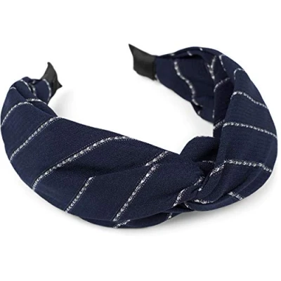 Abbildung von styleBREAKER Damen Haarreif mit edlem Nadelstreifen Muster und Twist Knoten, Retro Look, Haarband, Haarschmuck 04027029, Farbe:Dunkelblau