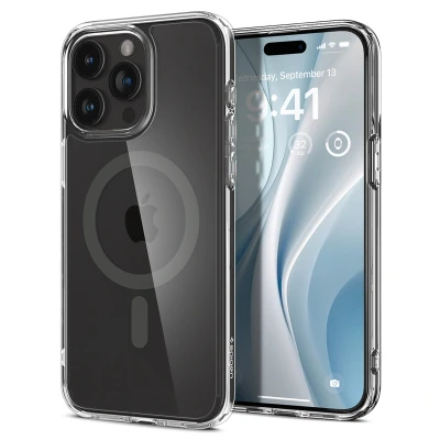 Abbildung von Apple iPhone 15 Pro Max Hülle MagSafe Kunststoff Spigen Hard Case/Backcover Handyhülle Schwarz Shockproof/Stoßfest