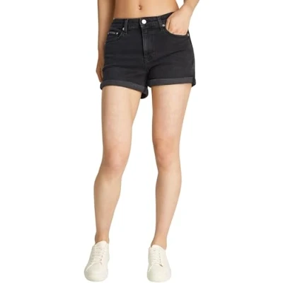 Abbildung von Calvin Klein Damen Jeans Shorts Mid Rise, Schwarz (Denim Black), 28W