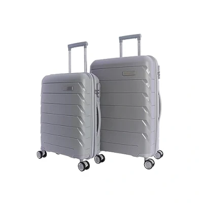Abbildung von Don Algodon Kofferset Reisekoffer Set Kabinenkoffer 55 x 40 20 cm und mittlerer Koffer 4 Räder Mittelgroßer Kabinenkoffer, grau, 64x44x24 cm,