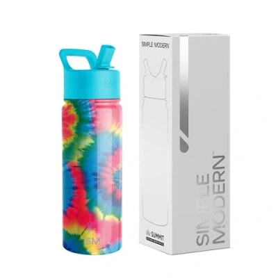 Abbildung von Simple Modern Trinkflasche Kinder mit Strohhalm Sport Isolierte Edelstahl Kindertrinkflasche für Kleinkinder Jungen und Mädchen Summit 530ml Tie Dye