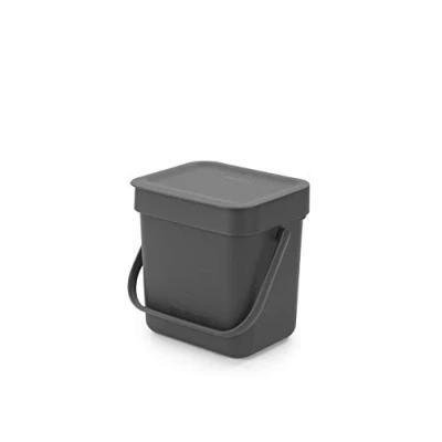Abbildung von Brabantia Sort &amp; Go Abfallbehälter 3L Kleiner Recyclingbehälter Tragegriff Pflegeleicht Für die Arbeitsplatte oder den Küchenschrank Küchenmülleimer Light Grey 19 x 14 18 cm