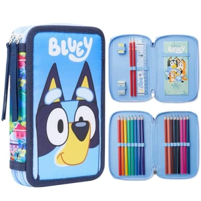 Abbildung von BlueY Federmäppchen Groß, Gefüllte Federmappe Jungen mit Schreibwaren Set Geschenke für Kinder