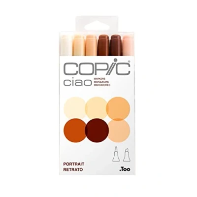 Abbildung von COPIC Ciao Marker Set &quot;Portrait&quot; mit 6 Farben, Allround Layoutmarker, im praktischen Acryl Display zur Aufbewahrung und einfachen Entnahme