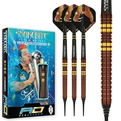 Abbildung von RED DRAGON Peter Snakebite Wright Copper Fusion 18 Gramm Softip Premium Wolfram Darts Set mit Flüge und Stielen