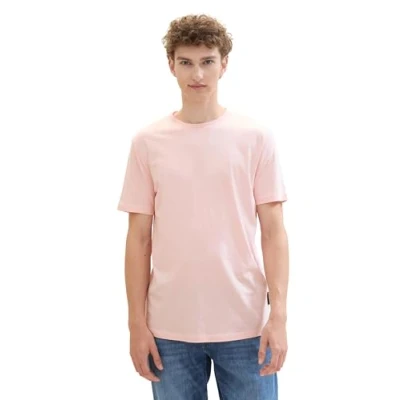 Abbildung von TOM Tailor Denim MIT Feinem Streifenmuster Tshirt print, Herren, Größe: Large, Coral white yd stripe