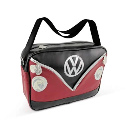 Abbildung von BRISA VW Collection Große Unisex Volkswagen Schulter Umhänge Reise Tasche Freizeit Bag mit T1 Bulli Bus Motiv (Bus Front/Schwarz/34cm)