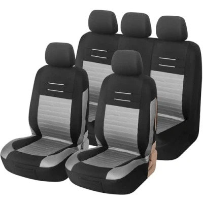 Abbildung von Upgrade4cars Auto Sitzbezüge Grau Schwarz Schonbezüge Set für Vordersitze &amp; Rückbank Sitzbezug Universal