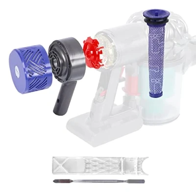 Abbildung von Motor Rear Cover + Pre&amp;Post HEPA Filter Set Kompatibel mit Dyson V6 DC58 DC59 DC62 DC72 DC74 SV03 SV04 SV05 SV06 SV07 SV08 SV09 Staubsauger Upgrade Ersatzteile