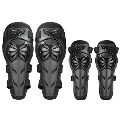 Abbildung von GES 4 Motorrad Knie , Ellenbogen Protektor Motocross Racing Knee Guard Schienbeinschoner schutzausrüstungen für Erwachsene (Schwarz)
