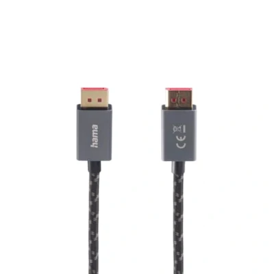 Abbildung von Hama Displayport Kabel 2m lang DP 1.4 (Display Port Cable mit Ultra HD 8k @ 60 Hz, Monitorkabel robustem Mantel, zu Verbindung von PC/Notebook Monitor, TV oder Beamer)