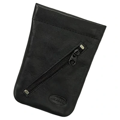 Abbildung von Leder Schlüsselglocke Schlüsseletui Schlüsseltasche Schlüsselmappe Schlüsselbeutel mit Reißverschlussfach Farbe Schwarz