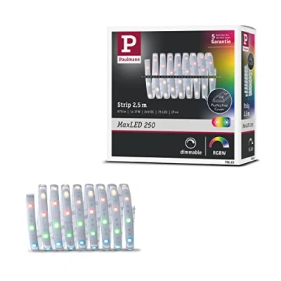 Abbildung von Paulmann 79883 LED Stripe MaxLED 250 2,5m RGBW IP44 Protect Cover incl. 1x16 Watt Strip Lichtband 3000 K, Silber