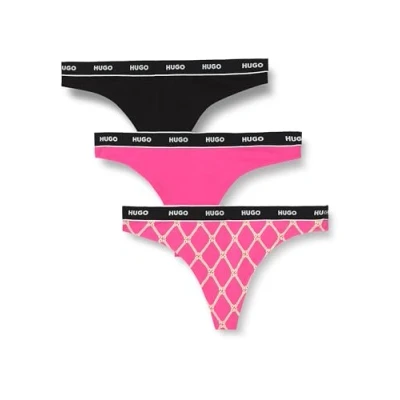 Abbildung von HUGO Thong Design 3 PACK String, Damen, Größe: Medium, Pink/black