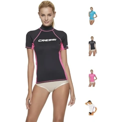 Abbildung von Cressi Damen Rash Guard Kurzarm, UV Schutz UPF 50+, Schwarz/Rosa, L/4 (42)