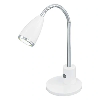 Abbildung von EGLO Tischlampe Fox, 1 flammige Tischleuchte, Klassisch, Schreibtischlampe aus Stahl, Bürolampe in Weiß, Chrom, GU10 Fassung