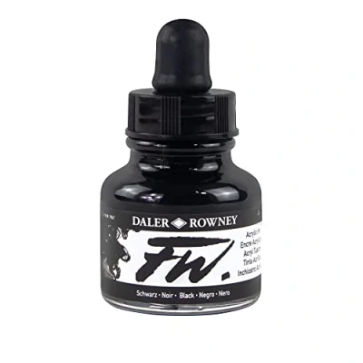 Abbildung von Daler Rowney Acryl Farbe FW Acrylfarbe, 29,5 ml Flaschen, Schwarz