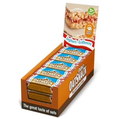 Abbildung von Best Body Nutrition Davina Energy OatSnack Riegel Joghurt Erdbeere Haferflocken Kohlenhydrat Riegel, von Hand gemacht, 15 x 65 g Riegel/Box (975 g)