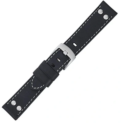 Abbildung von Eichmüller Uhrenarmband aus Leder im Vintage Look mit Nieten, nero, 24mm,