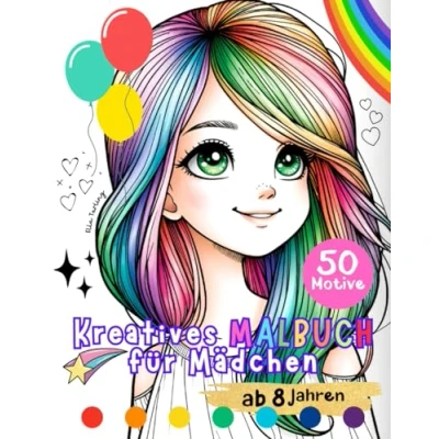 Abbildung von Kreatives Malbuch für Mädchen ab 8 Jahren: Perfekte Geschenk &amp; Teenager: 50 grosse Motive (Pferde, Muster, Regenbogen) zum Ausmalen Malen Jahren