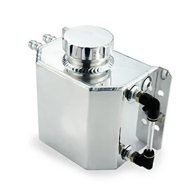 Abbildung von Heinmo Universal 1L Aluminium Radiator Catch Can Reservoir Legierung Kühlmittel Expansion Tank mit Abfluss Stopfen (1L Silver)