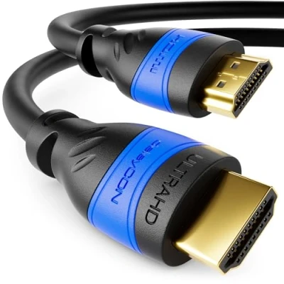 Abbildung von deleyCON 15m HDMI Kabel 2.0a/b High Speed mit Ethernet UHD 2160p 4K@60Hz 4:2:0 HDCP 2.2 ARC CEC 18Gbps 3D Full HD 1080p Dolby Schwarz