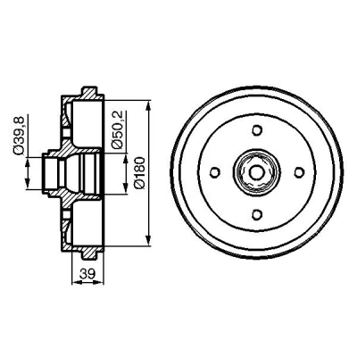 Abbildung von BOSCH 0 986 477 111 Bremstrommel mit Radlager 211 Hinterachse VOLKSWAGEN: GOLF 1, 2, 1 Cabriolet, AUDI: 80 B3, Coupe B2, B2