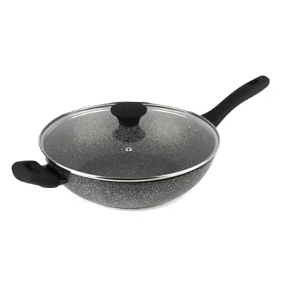 Abbildung von Salter BW05753S Megastone 28cm Wokpfanne, Antihaftwok mit Deckel, PFOA frei wok, Spülmaschinenfest/Induktionfest pfanne, leichte Reinigun, MetallKochutensilien woks &amp; wokpfannen