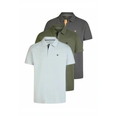 Abbildung von TOM Tailor 3 PACK Poloshirt, Herren, Größe: 3XL, Soft foggy light blue