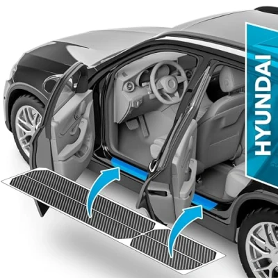 Abbildung von uProtect Auto Einstiegsleisten Schutz für Hyundai Tucson 4 (IV) NX4 I 2020 2024 Schutzfolie Autotür Zubehör Zierleisten Lackschutzfolie Carbon Schwarz