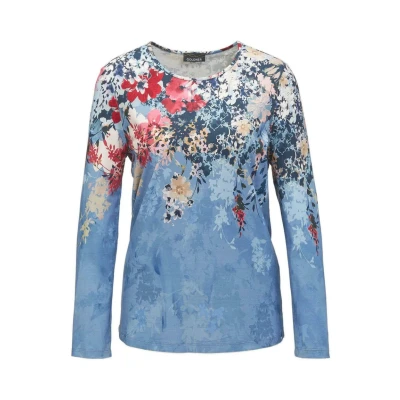 Abbildung von Goldner Langarmshirt rot/rauchblau, Damen, Größe: 38, Rot/rauchblau