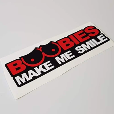 Abbildung von folien zentrum Boobs Make me Smile 15 cm x 5 Boobies Auto Aufkleber JDM Tuning OEM Dub Decal Stickerbomb Bombing Sticker Illest Dapper Fun Oldschool