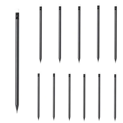 Abbildung von 10 Stück matt schwarze Bleistifte Holzbleistifte Black Edition mit farbigem Radiergummi Härtegrad HB, vorgespitzt, 19 cm Länge Sparpack Nachhaltig in acht zu Ihrer Hausfarbe passenden Farben (Weiss)